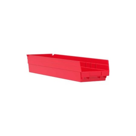 Akro-Mils Shelf Storage Bin, Plastic, Red, 6 PK 30164RED